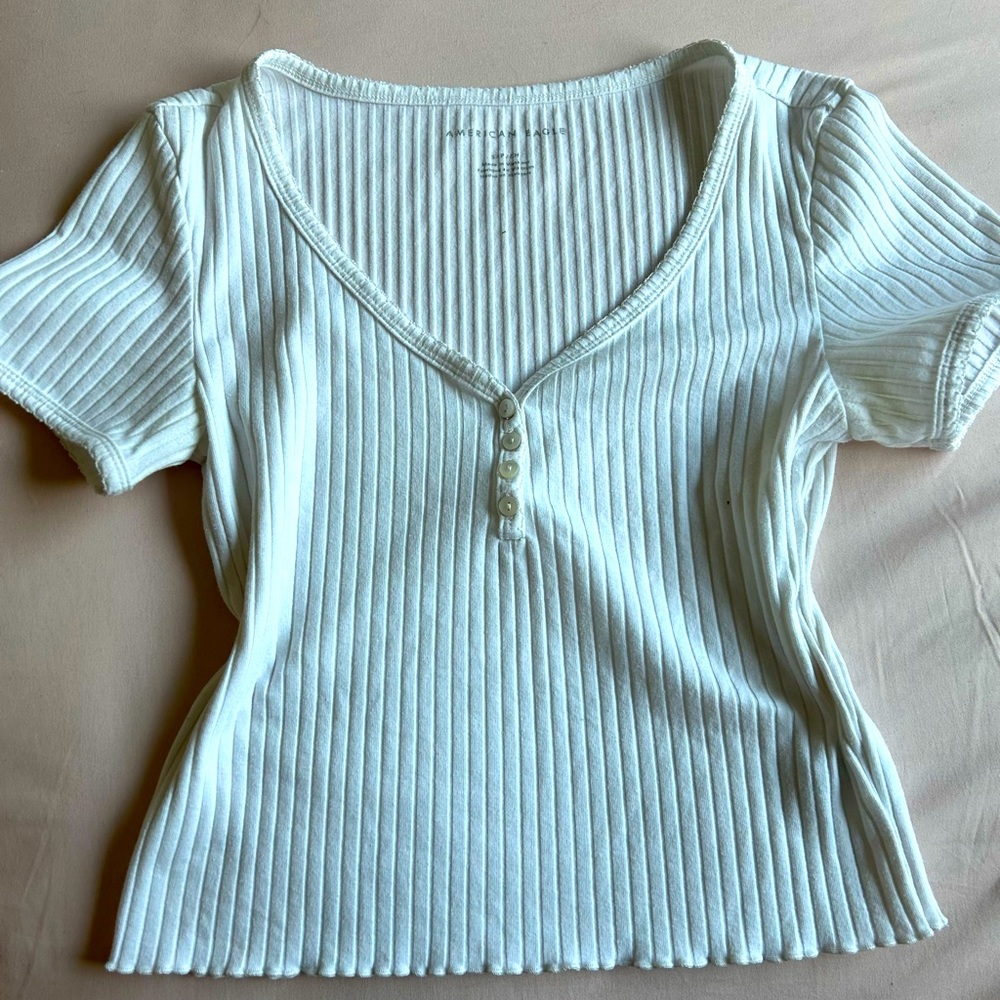 American Eagle striped 4-button top size small